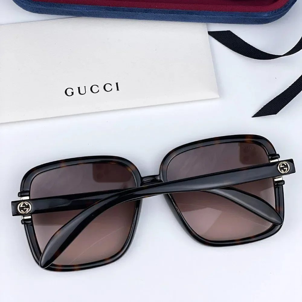 SALE! NEW Gucci GG1066S 002 Havana Brown Gradient Butterfly Women Sunglasses